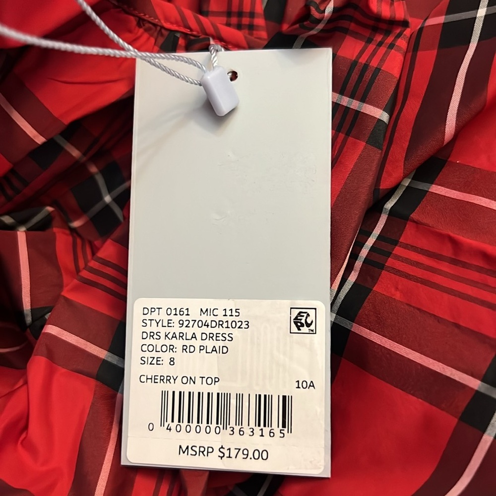 Antonio Melani Karla Plaid Taffeta V-Neck Tie Belt Mini Dress - Picture 15 of 15
